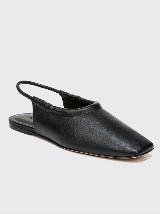 Vince Shoes - VINCE Cadya Squared Toe Slingback Flat Sandals Black Sheepskin Leather